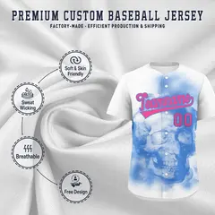 White Powder Blue Pink Skeleton Graffiti Baseball Jersey 4