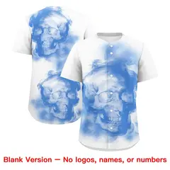 White Powder Blue Pink Skeleton Graffiti Baseball Jersey 8