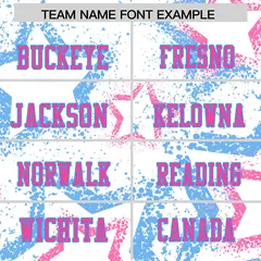 White Powder Blue-Pink Star Graffiti Pattern Football Jersey 3
