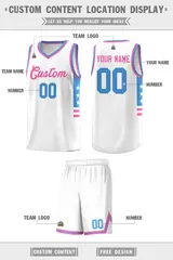 White Powder Blue-Pink Star Pattern Basketball Jersey 2