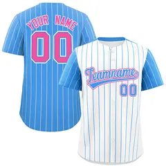 White Powder Blue Pinstripe Raglan Sleeves Baseball Jersey