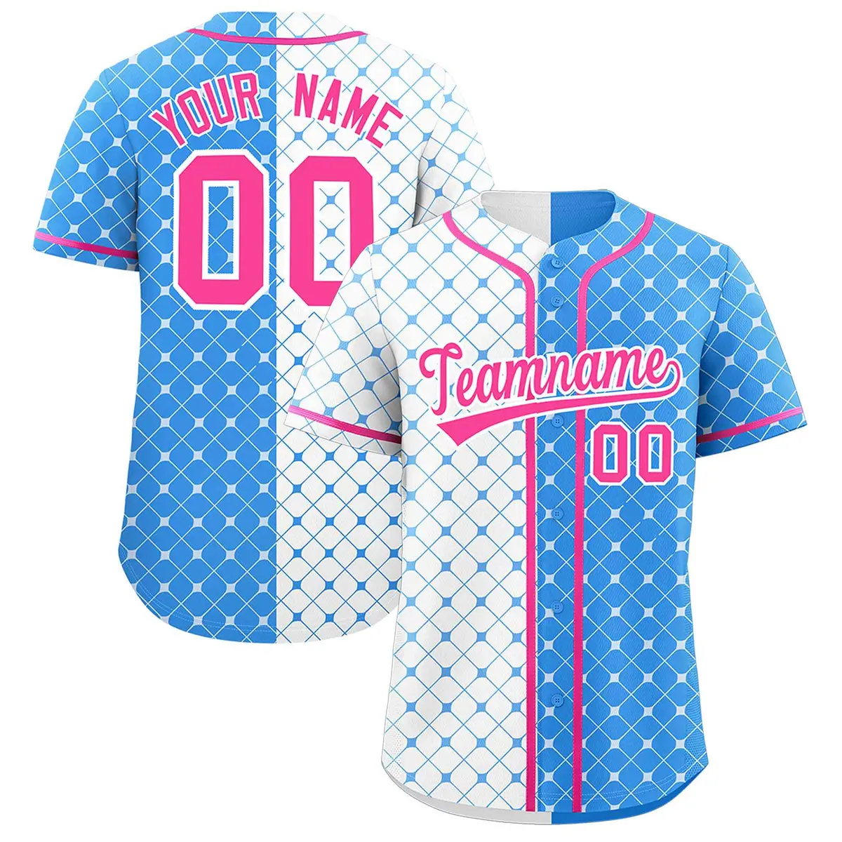 White Powder Blue Plaid Split Authentic Baseball Jersey