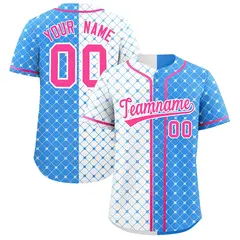 White Powder Blue Plaid Split Authentic Baseball Jersey