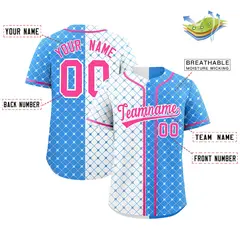 White Powder Blue Plaid Split Authentic Baseball Jersey 2