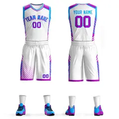 White Powder Blue-Purple Graffiti Bar Element Basketball Jersey
