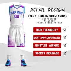 White Powder Blue-Purple Graffiti Bar Element Basketball Jersey 2
