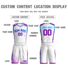 White Powder Blue-Purple Graffiti Bar Element Basketball Jersey 3