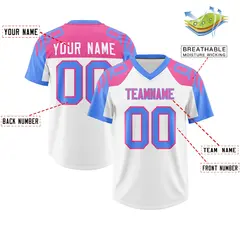 White Powder Blue Raglan Authentic Football Jersey 2
