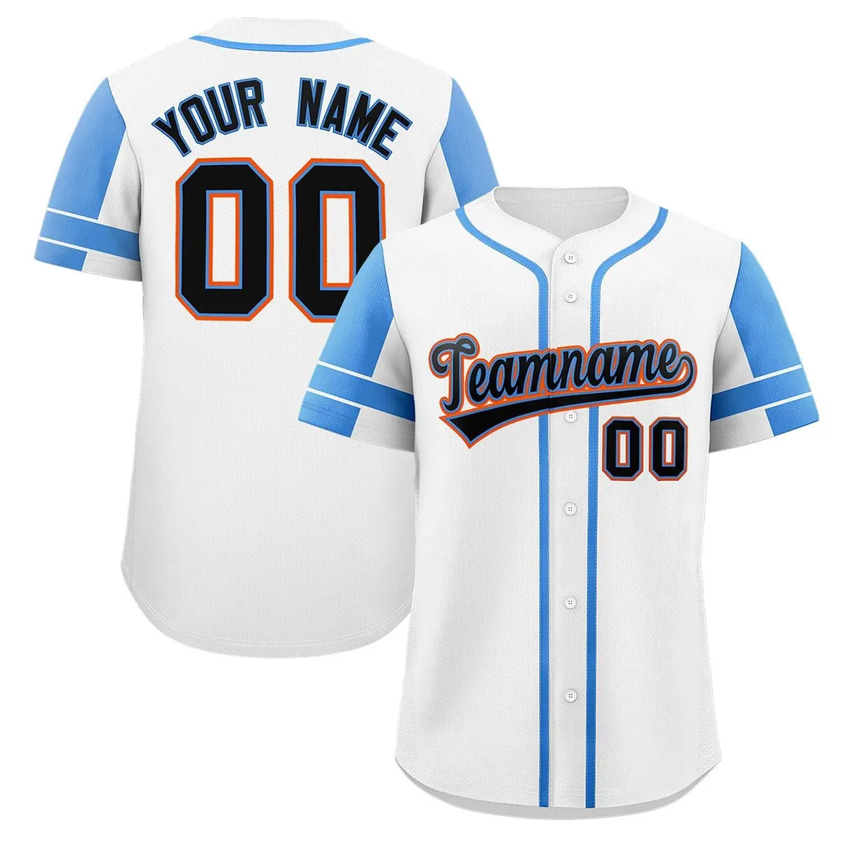 White Powder Blue Raglan Sleeves Authentic Baseball Jersey