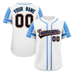 White Powder Blue Raglan Sleeves Authentic Baseball Jersey 1