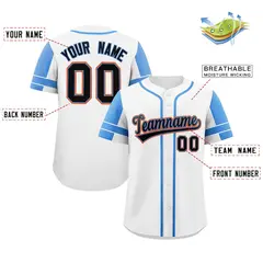 White Powder Blue Raglan Sleeves Authentic Baseball Jersey 2