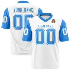 White Powder Blue Raglan Sleeves Authentic Football Jersey