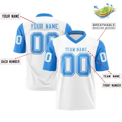White Powder Blue Raglan Sleeves Authentic Football Jersey 2