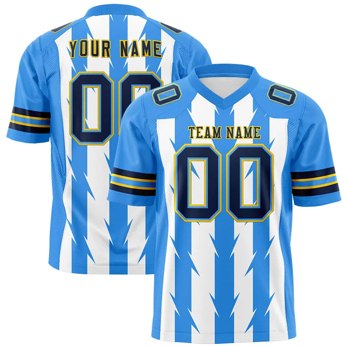 White Powder Blue Razr Stripe Graffiti Flag Football Jersey