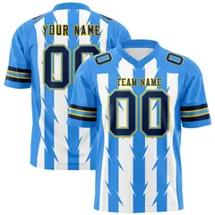 White Powder Blue Razr Stripe Graffiti Flag Football Jersey 1