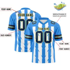 White Powder Blue Razr Stripe Graffiti Flag Football Jersey 2