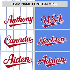White Powder Blue Red Pinstripe Raglan Baseball Jersey 3
