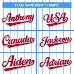 White Powder Blue-Red Stripe Full Button Baseball Jersey 3