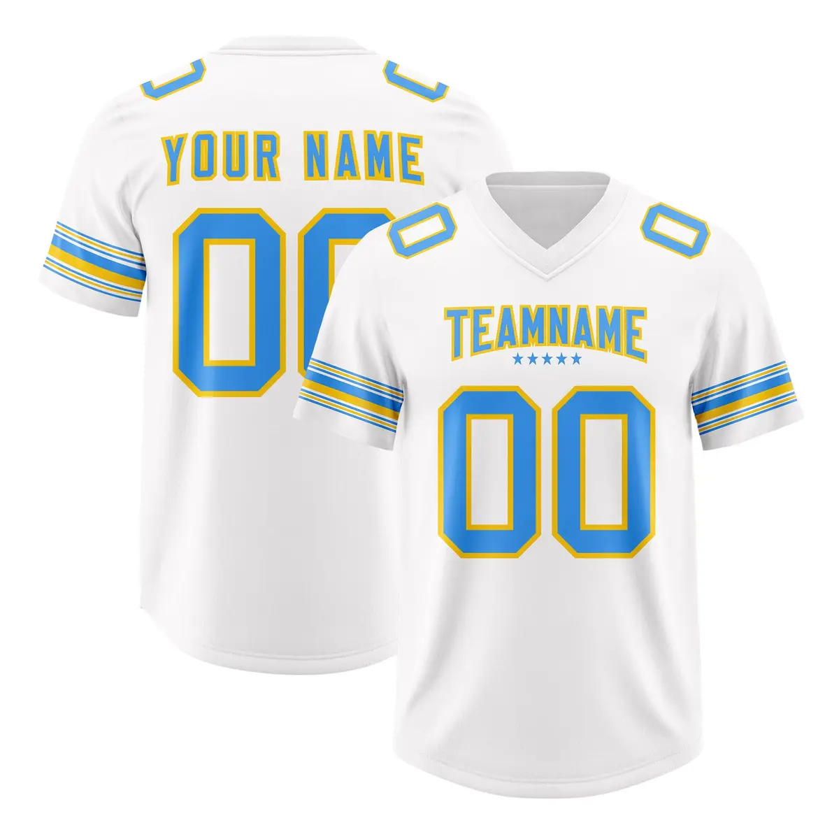 White Powder Blue Retro Sleeve Line Football Jersey