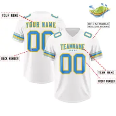 White Powder Blue Retro Sleeve Line Football Jersey 2