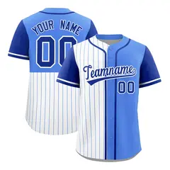 White Powder Blue Royal Pinstripe Raglan Baseball Jersey