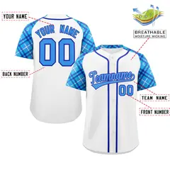 White Powder Blue-Royal Raglan Sleeves Baseball Jersey 2