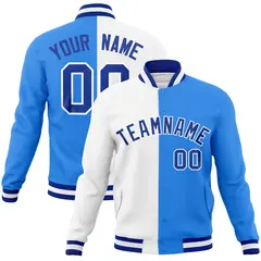 White Powder Blue-Royal Two Tone Split Letterman Jacket 1