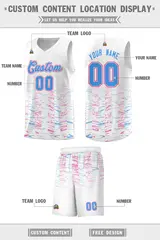White Powder Blue Scratches Pattern Basketball Jersey 2