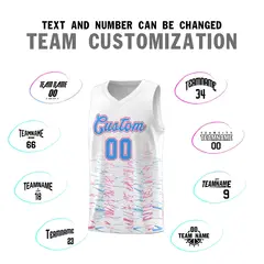 White Powder Blue Scratches Pattern Basketball Jersey 3