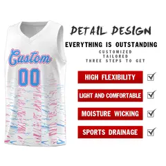 White Powder Blue Scratches Pattern Basketball Jersey 4