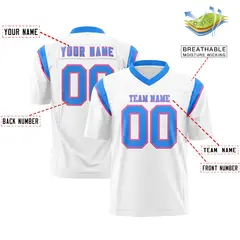 White Powder Blue Shoulder Cut Two-Tone Flag Football Jersey 2