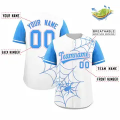 White Powder Blue Spider Web Raglan Baseball Jersey 2