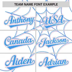 White Powder Blue Spider Web Raglan Baseball Jersey 3