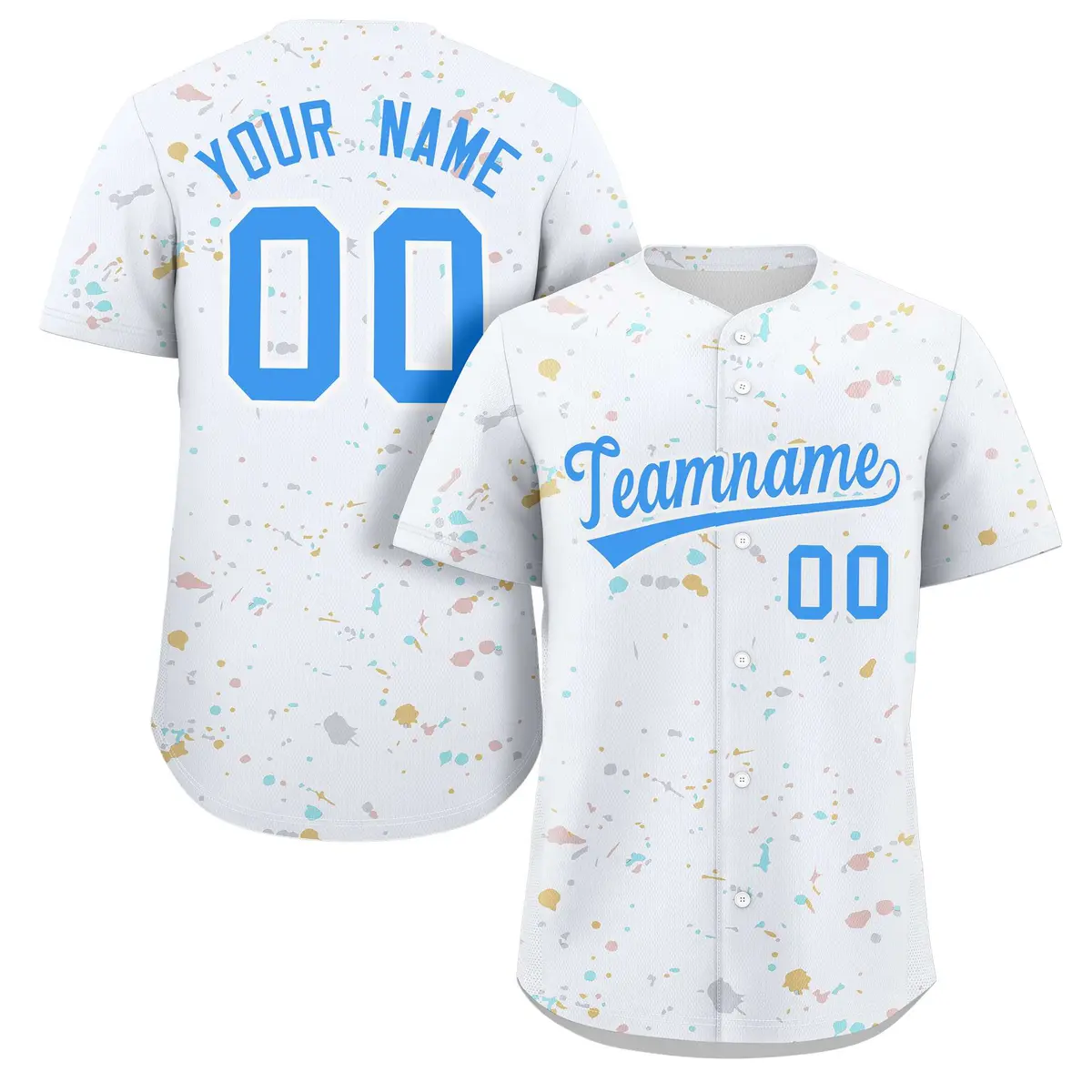 White Powder Blue Splash Graffiti Baseball Jersey