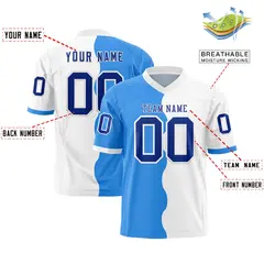 White Powder Blue Split Mesh Football Jersey 2