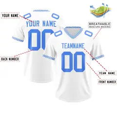 White Powder Blue Square Neckline Football Jersey 2