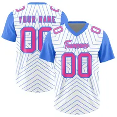 White Powder Blue Star Pattern Raglan Football Jersey 1