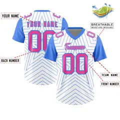 White Powder Blue Star Pattern Raglan Football Jersey 2
