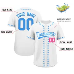 White Powder Blue Star Ribbing Authentic Baseball Jersey 2