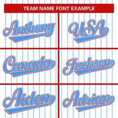 White Powder Blue Stripe Full Button Baseball Jersey 3