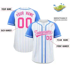 White Powder Blue Stripe Raglan Baseball Jersey 2