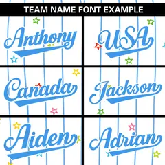 White Powder Blue Stripe Star Pattern Baseball Jersey 3