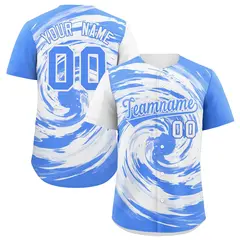White Powder Blue Swirl Graffiti Baseball Jersey
