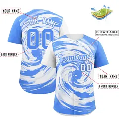 White Powder Blue Swirl Graffiti Baseball Jersey 2