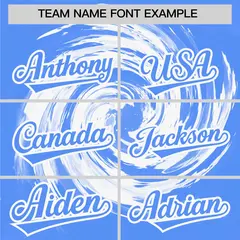 White Powder Blue Swirl Graffiti Baseball Jersey 3