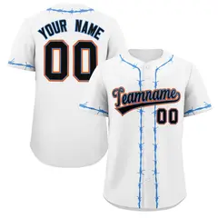 White Powder Blue Thorns Ribbed Baseball Jersey