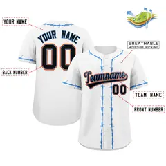 White Powder Blue Thorns Ribbed Baseball Jersey 2