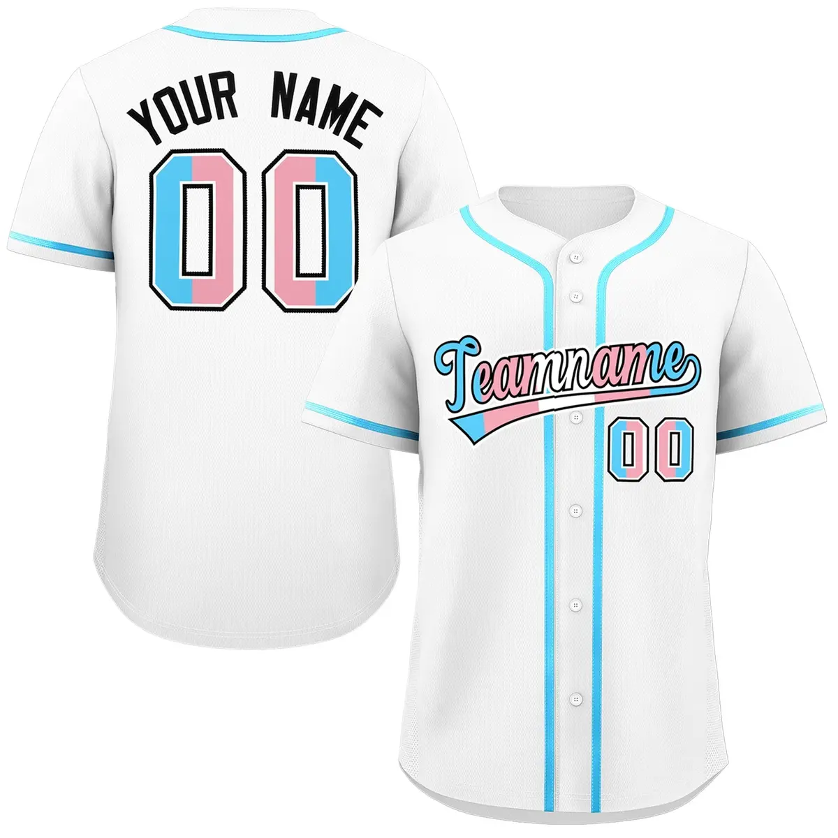 White Powder Blue Transgender Pride Month Baseball Jersey