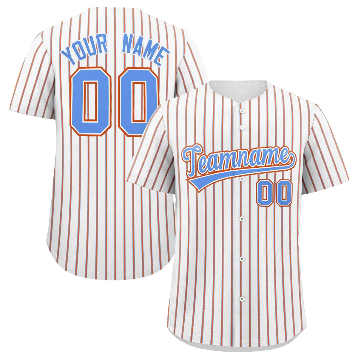 White Powder Blue Tricolor Stripe Fashion Baseball Jersey