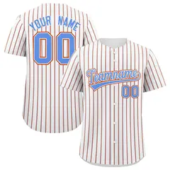 White Powder Blue Tricolor Stripe Fashion Baseball Jersey